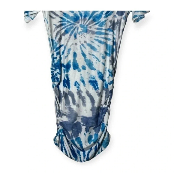 1811. BLOOMING JELLY RUCHED ON EACH SIDE TSHIRT DRESS SIZE SMALL MIDI LENGTH - Picture 4 of 9